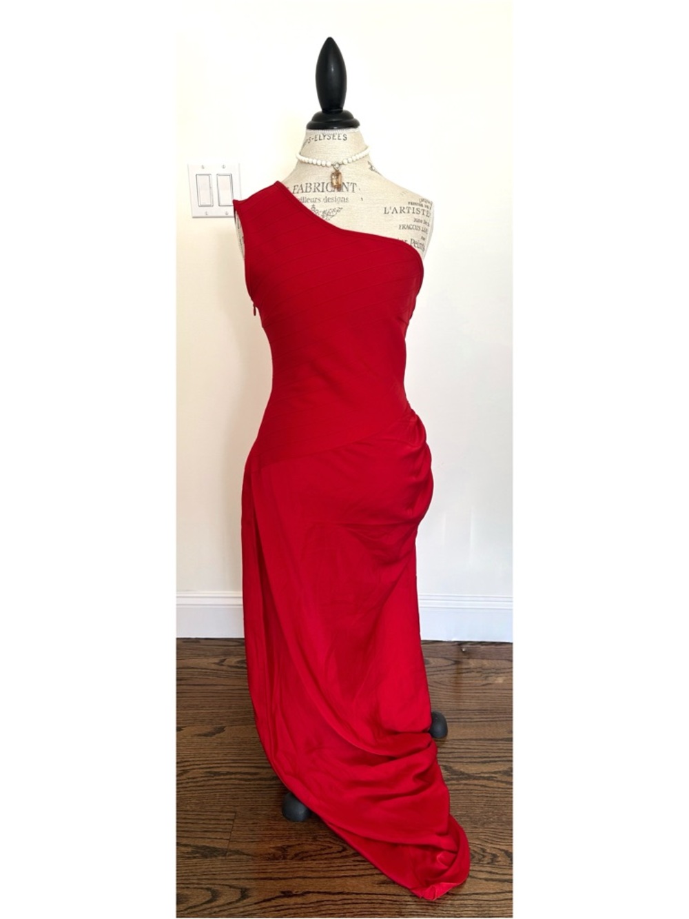 NWT On Fire Bandage Satin Maxi Dress- Red